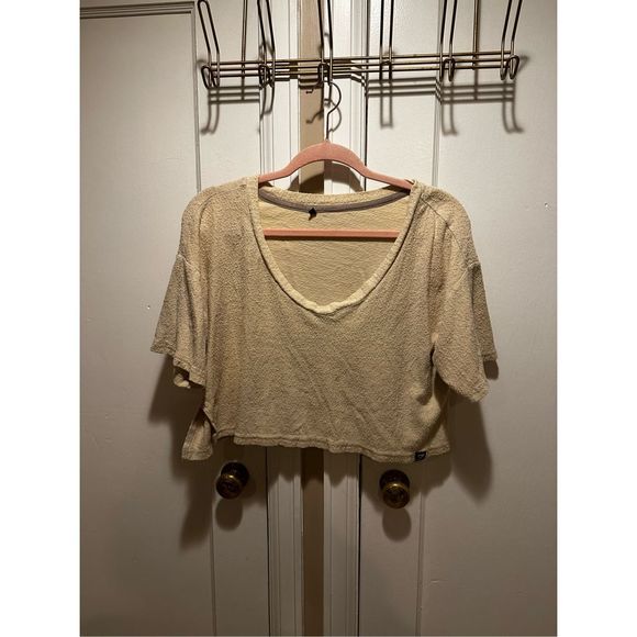 Gymshark Towel Tee Oversized Crop Top Beige Medium - Picture 5 of 8